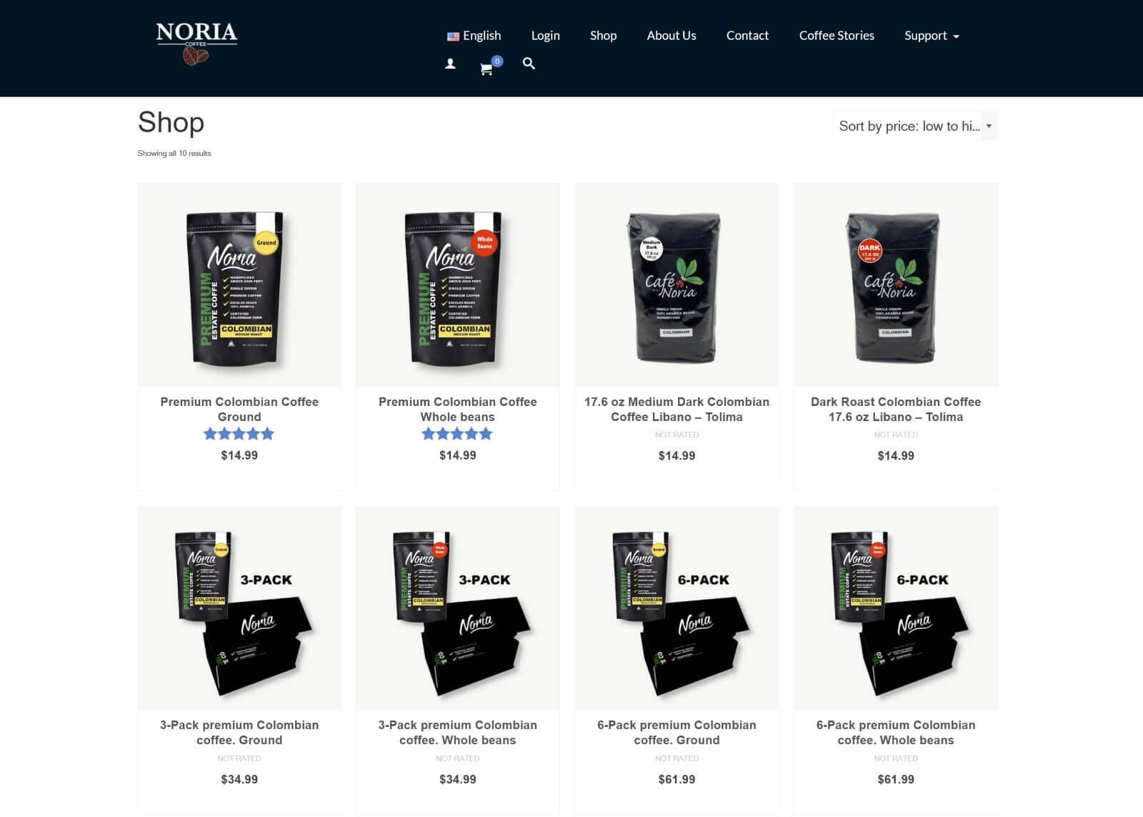 Products section Screenshot