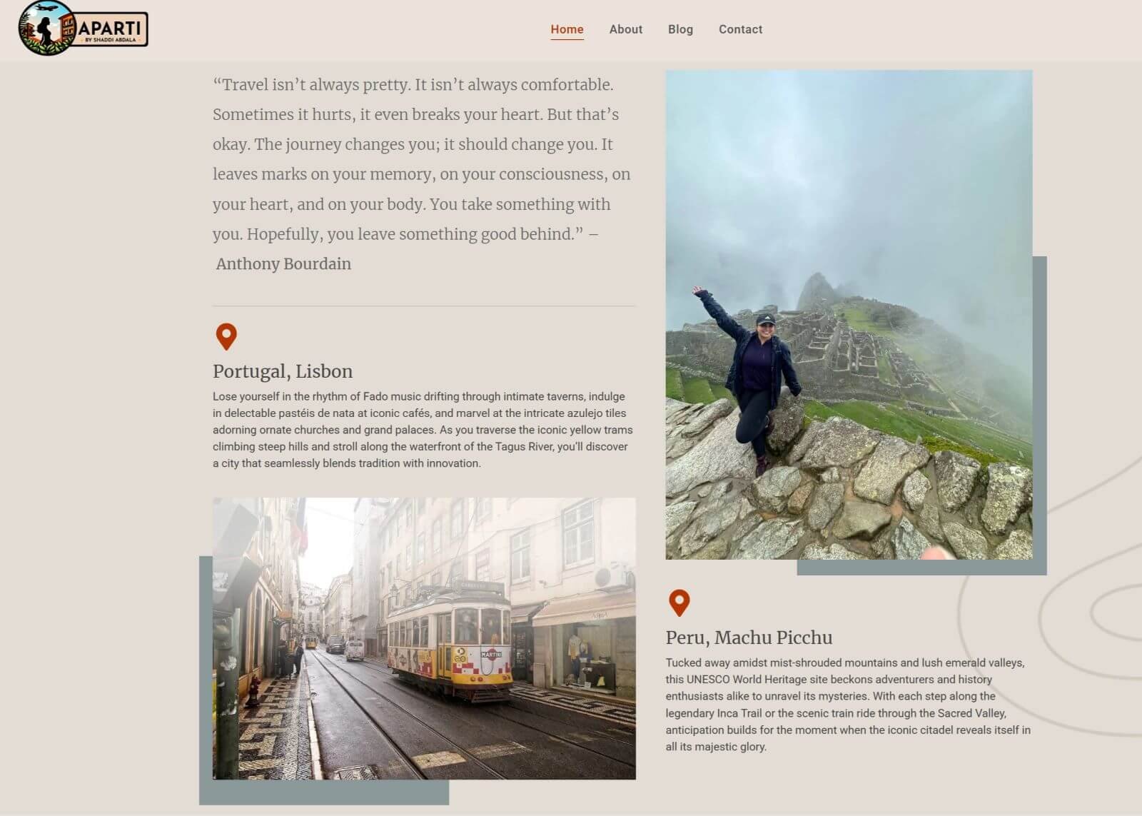 travel section screenshot